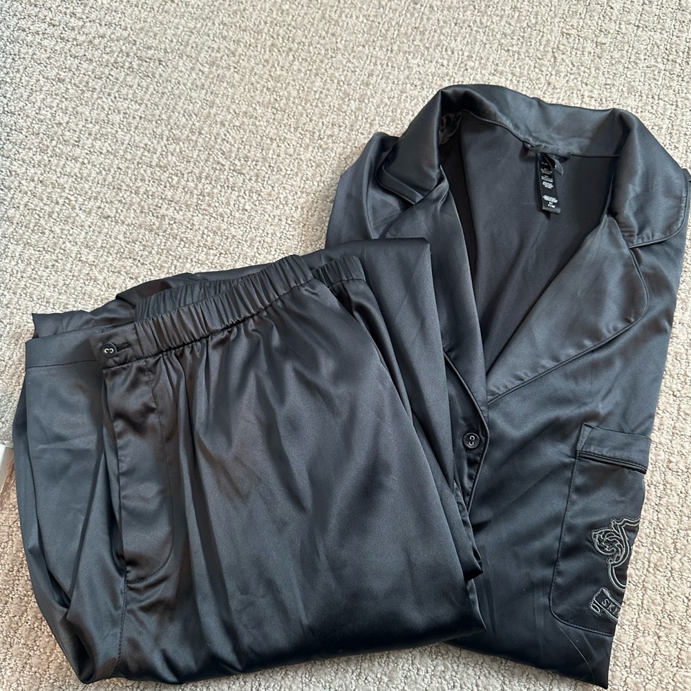 Black Satin Skims Set